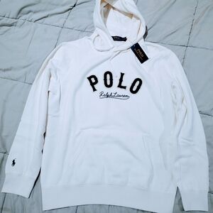 Ralph Lauren White 'POLO' Embroidered Hooded Sweatshirt